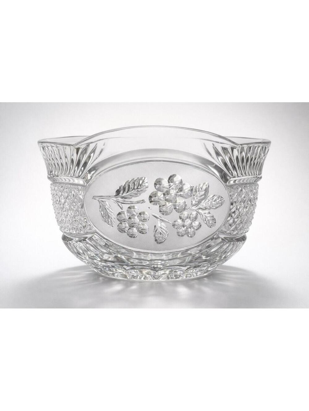 Vintage Clear Cut Glass Decorative Bowl with Floral Motif